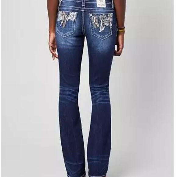 Miss Me Low Rise Boot Stretch Jeans Size 31x33 Western Grunge Streetwear Indie - Picture 1 of 10